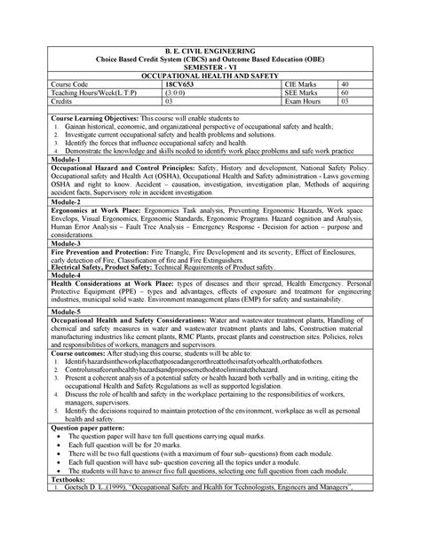 18CV653 Syllabus - B. E. CIVIL ENGINEERING Choice Based Credit System ...