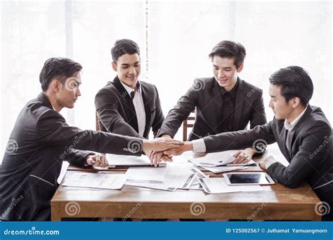 Group Asia Businessman Together Create a Mutually Beneficial Business ...