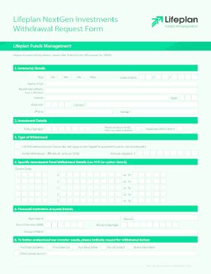 Fillable Online Lifeplan NextGen Investments Withdrawal Request Form ...