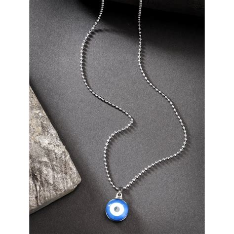 Buy NVR Unisex Evil Eye Silver Plated Stainless Steel Pendant With ...