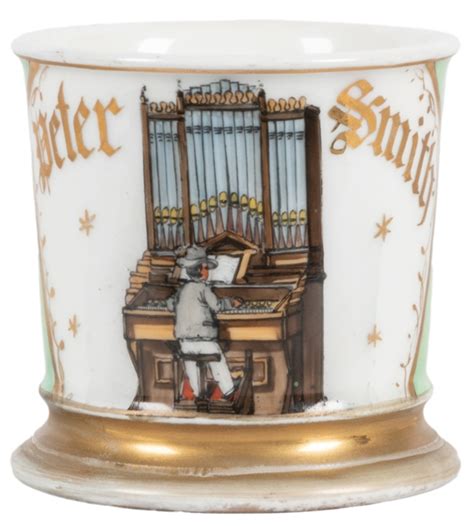 Lot Detail - Organist Occupational Shaving Mug. Gilt porcelain mug, lett...