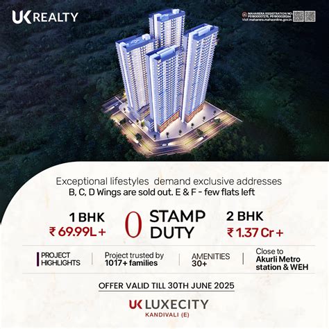 UK Luxecity - 1, 2 & 2.5 BHK Upcoming Projects in Kandivali East