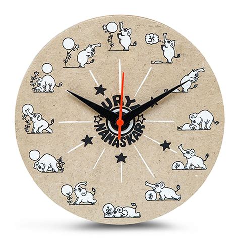 Buy TATSAT Surya Namaskar Elephant Poo Paper Wall Clock for Home and ...