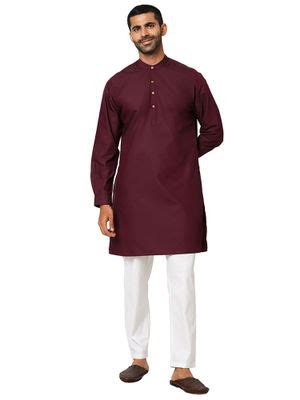 Buy Indivisual Mens Solid Garnet Maroon Kurta (S) Online