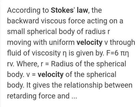 Define stokes law and derive an expression for terminal velocity ...