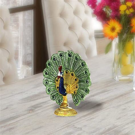 Buy Handicrafts Paradise Metal Peacock Dancing Showpiece Figurine ...