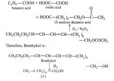 A biologically active compound, Bombykol ( C 16 H 30 O ) is obtained ...