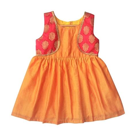 Hopscotch Many Frocks Girls Brocade and Handloom Sleveless Solid Ethnic ...