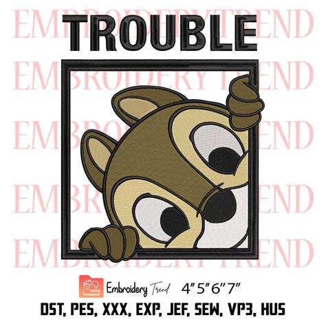 Trouble Chip And Dale Embroidery, Disney Design File
