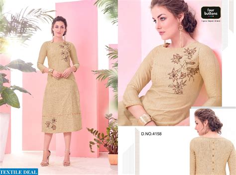 Four button Season Wholesale readymade handwork Tunics - textiledeal.in