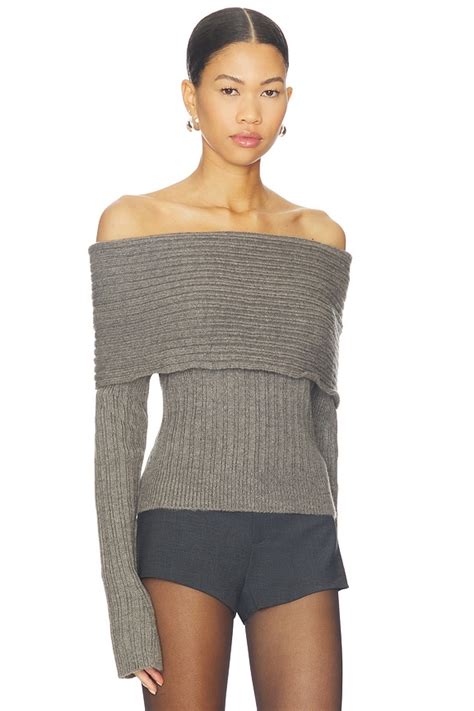 GUIZIO Wide Turtleneck Knit Top in Night Grey | REVOLVE