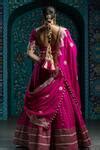 Buy Fuchsia Silk, Brocade, Organza, Velvet Tassels, Gota Stripe Lehenga ...