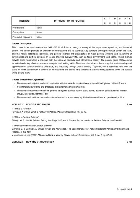 1. POLS1012- Introduction TO Politics - POLS1012 INTRODUCTION TO ...
