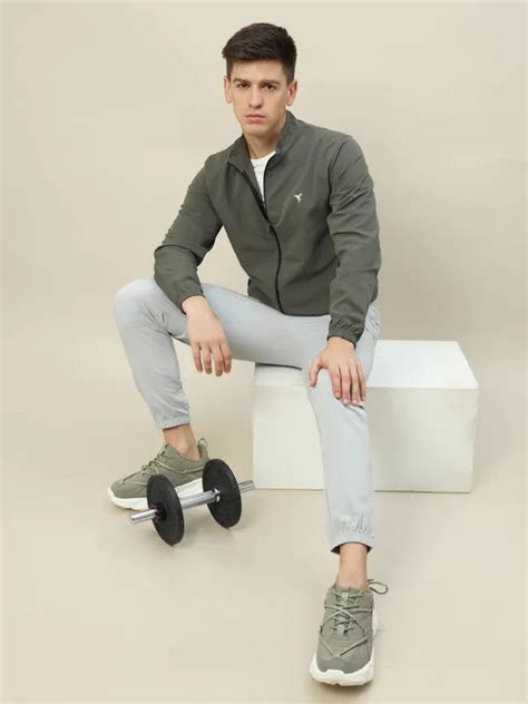 Men Slim Fit Mock Neck Jacket with Technolite