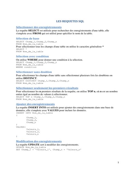 Comment Faire Des Requetes SQL 的图像结果
