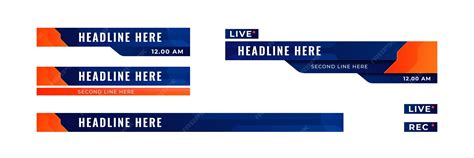 Graphic set of broadcast news lower thirds banner for television video ...
