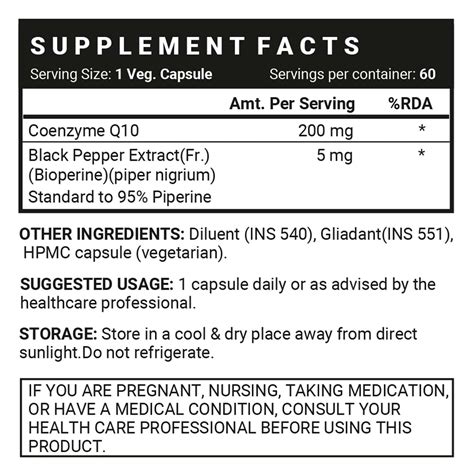 Buy INLIFE COENZYME Q10 COQ10 200MG WITH BIOPERINE (PIPERINE) 8MG ...