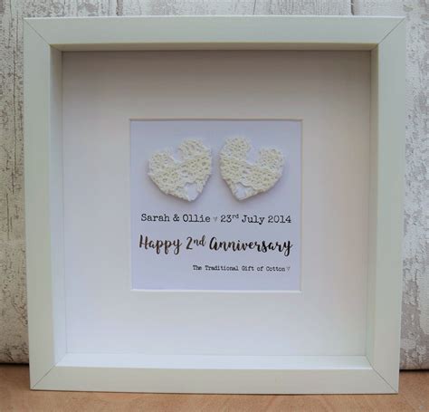 2Nd Wedding Anniversary Gift Cotton Large Contemporary Frame ...