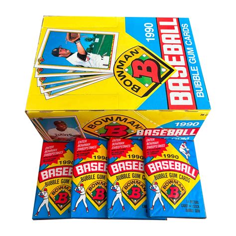 4 Packs of 1990 Bowman Baseball Cards. 14 Picture Cards per Vintage Wax ...