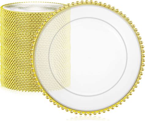 Amazon.com | HONHPD 50 Pack 13" Gold Clear Acrylic Round Charger Plates ...