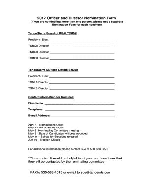 Officer Nomination Form - Fill Online, Printable, Fillable, Blank ...