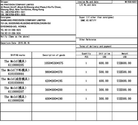 模具形式发票-INVOICE_word文档在线阅读与下载_免费文档