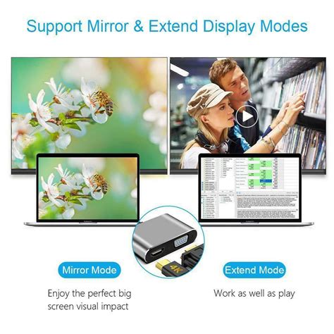 USB C ਤੋਂ 4K HDMI VGA ਮਲਟੀਪੋਰਟ