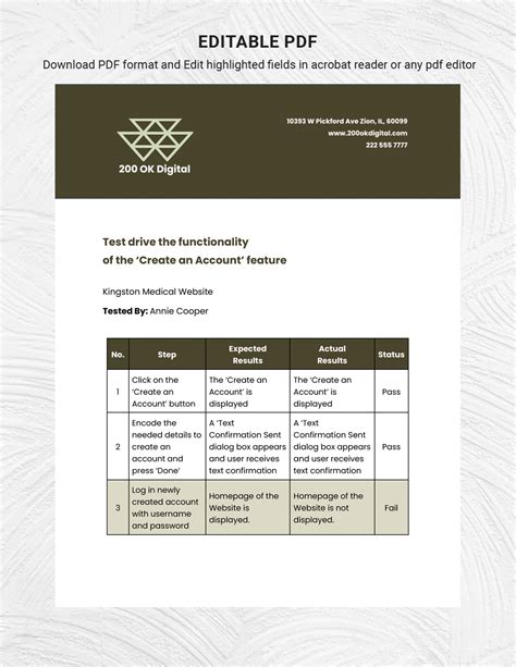 Agile Test Case Template