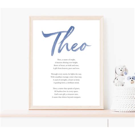 Theo Baby Name Meaning Poem Baby Names Nursery Sign Boy Names Printable ...