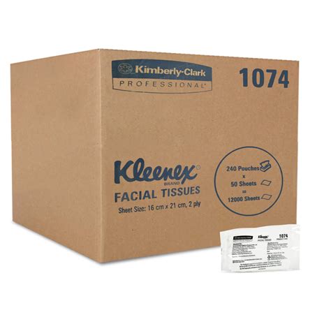 Kleenex® Facial Tissue Pouch (1074), 2-Ply Flat Pouch, 240 Pouches ...