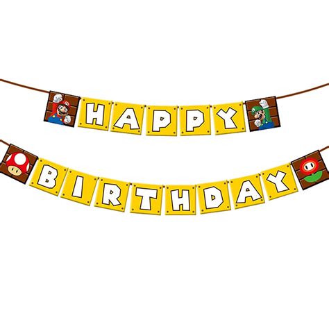 Buy Super Mario Brothers Happy Birthday Banner, Mario Brothers Theme ...