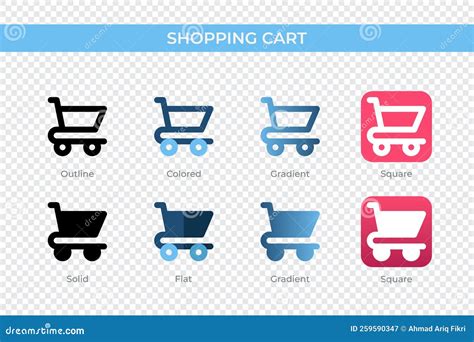 Shopping Cart Icon in Different Style. Shopping Cart Vector Icons ...