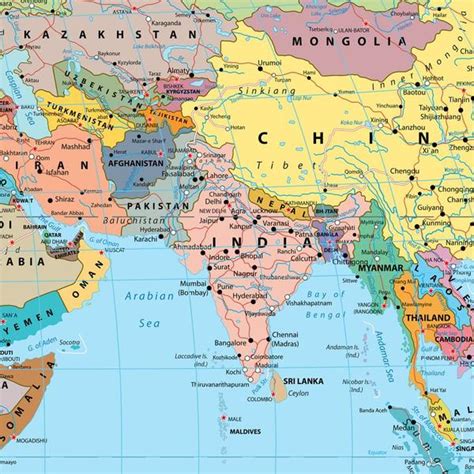 Detailed World Map for Walls, Political Blue Worldmap for Rooms Sparkla ...