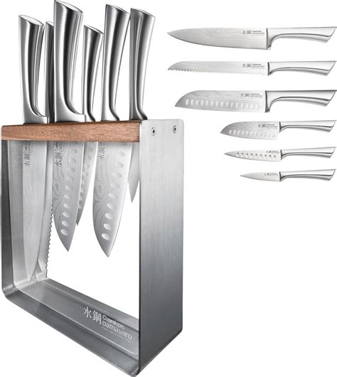 Cuisine::pro Damashiro Knife Block (Kinzoku, 7 Piece Set) - Japanese ...