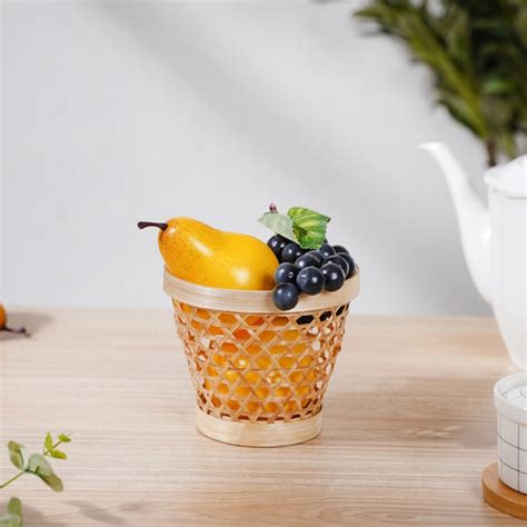 Round Patterned Bamboo Utility Basket