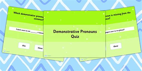 This, That, These, Those - Demonstrative Pronouns PowerPoint Quiz