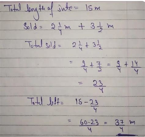 5. A shopkeeper had a ball of jute string measuring 15 m. He sold 2 m ...