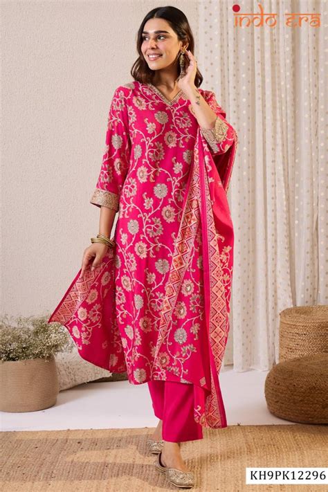 Indo Era 2594 Chanderi Silk Floral Printed Beautiful Kurti WIth Botttom ...