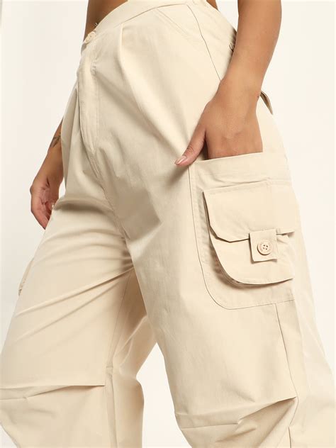 BEIGE HIGH RISE PARACHUTE CARGO