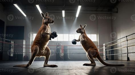 Two kangaroos boxing in a ring, showcasing a playful and humorous ...