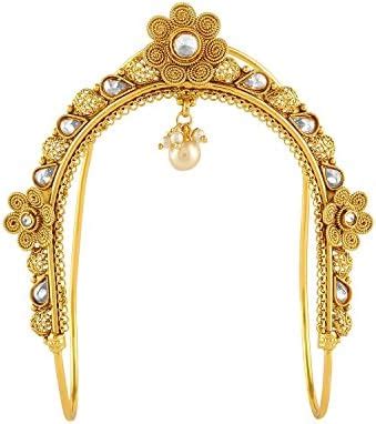 Buy ACCESSHER Traditional Matte Gold Plated South with floral Design ...