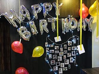 Partyholics Happy Birthday Letter Foil Balloon Set of(Silver)+ HD ...