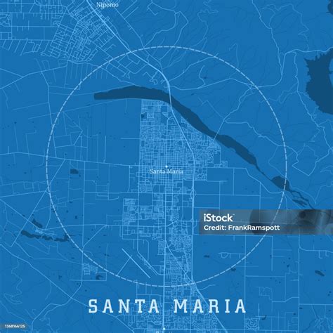 Santa Maria Ca City Vector Road Map Blue Text Stock Illustration ...