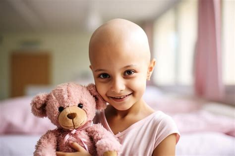Patient girl smiling with her bear at hospitals bed | Premium AI ...