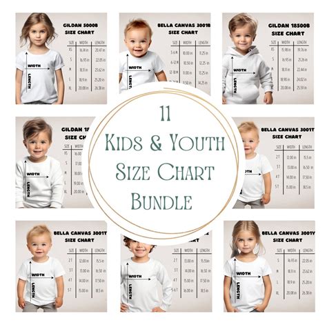 Toddler and Youth Size Chart Mockup Bundle of 11 Kids Size - Etsy