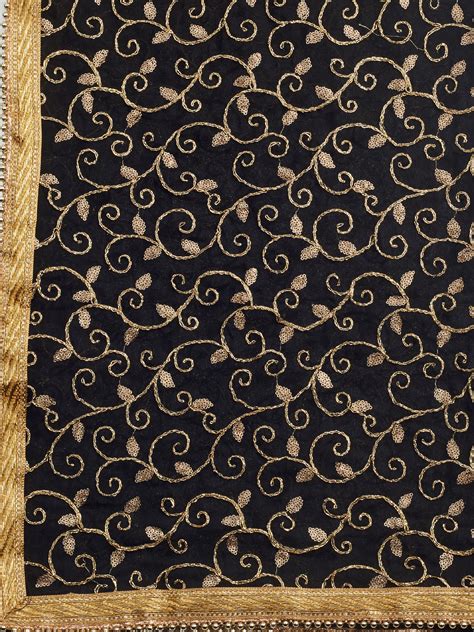 Black Embroidered Georgette Dupatta Dupatta Bazaar