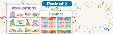 Set of 2 PREPOSITIONS and PHONICS - 1 Early Learning Educational Charts ...
