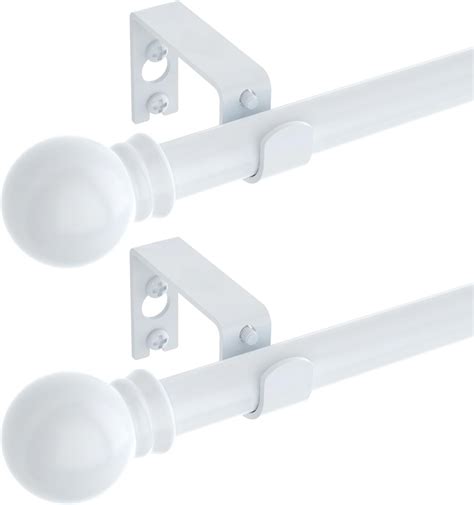 Amazon.com: White Curtain Rods 2 Pack, Adjustable 28-62 inch Curtain ...