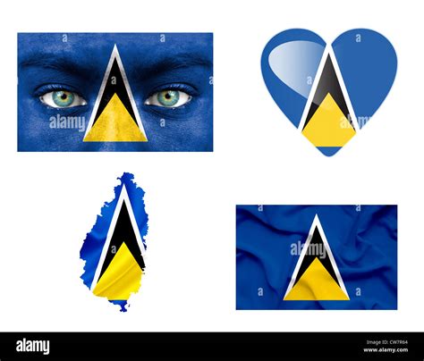 Set of various Saint Lucia flags Stock Photo - Alamy