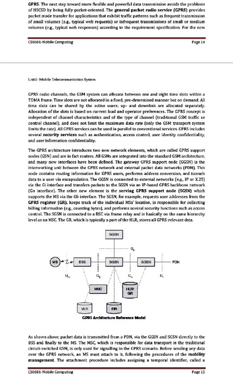GPRS Architecture & Protocol Stack Overview - CS8601 Mobile Computing ...